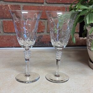 Vintage Libbey Rock Sharpe Crystal Water Glasses Pattern: Fernwood 1930' to 1950